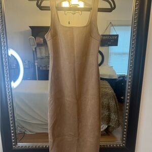 AKIRA Tan Suede medium Midi Dress